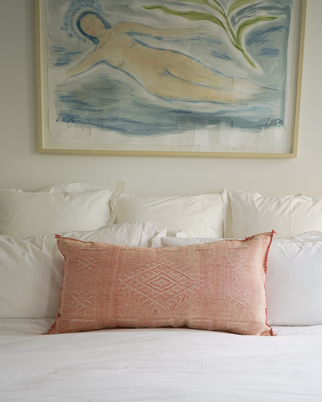 Luxury Cactus Silk Bolster Cushion - Peach