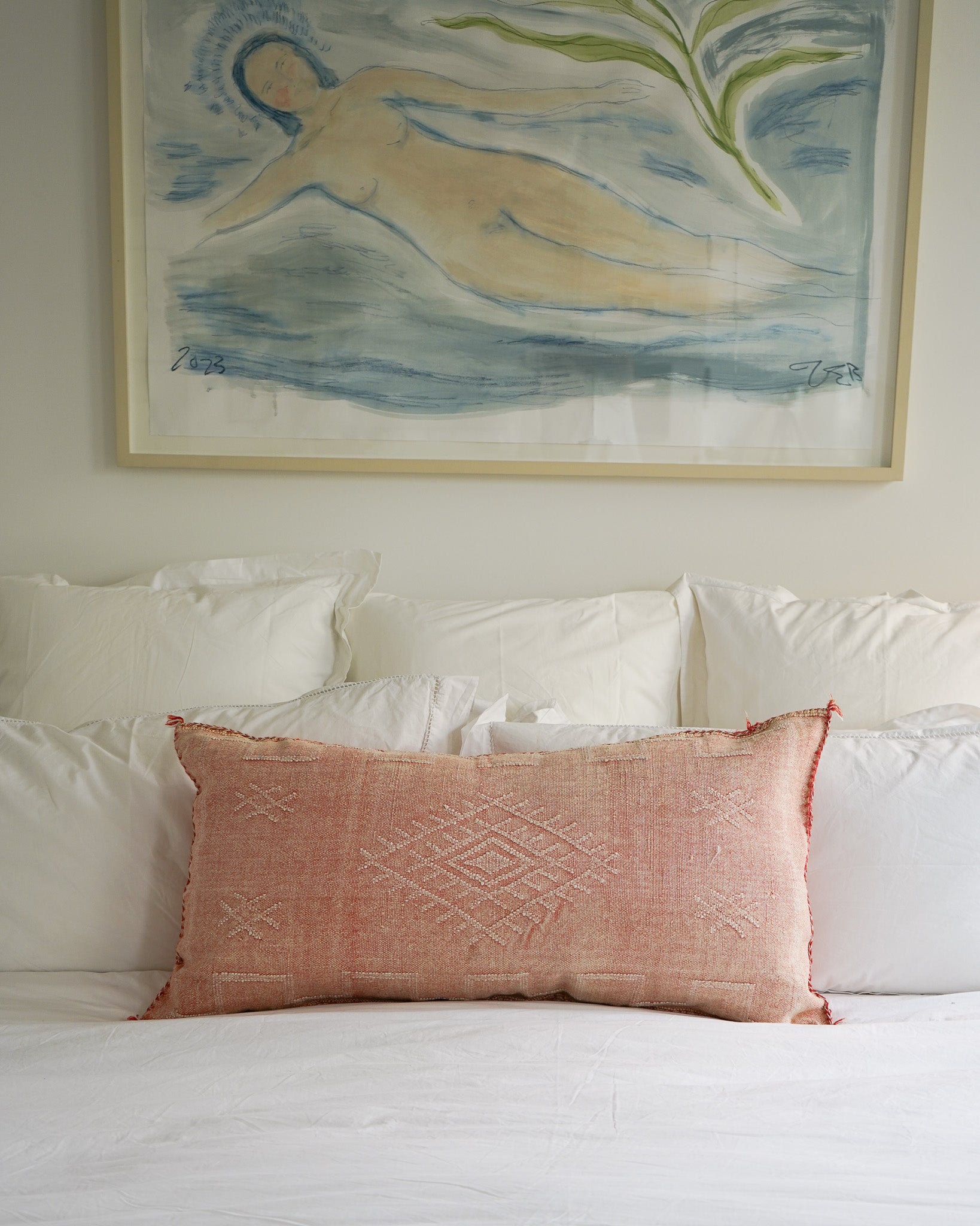 Luxury Cactus Silk Bolster Cushion - Peach