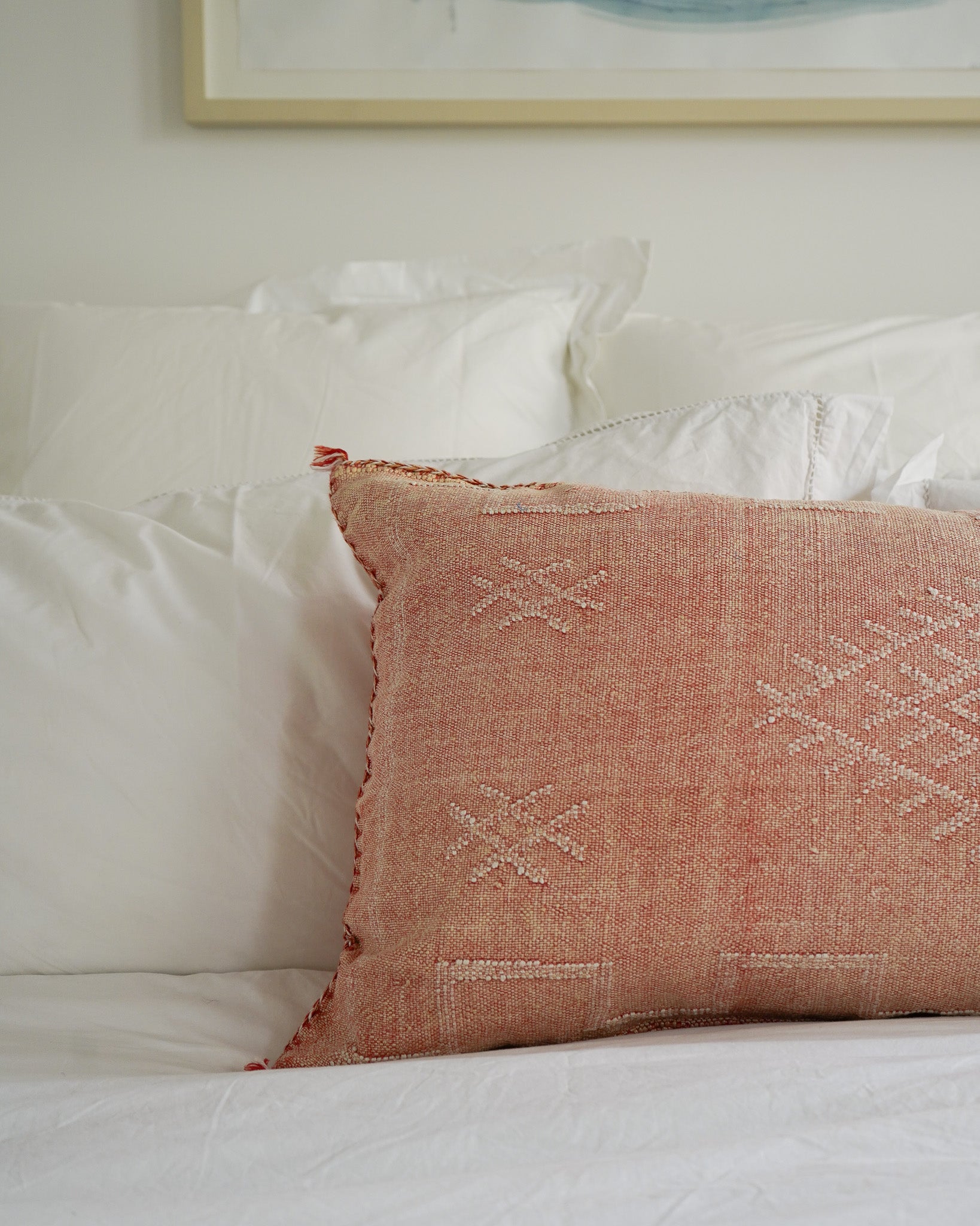 Luxury Cactus Silk Bolster Cushion - Peach