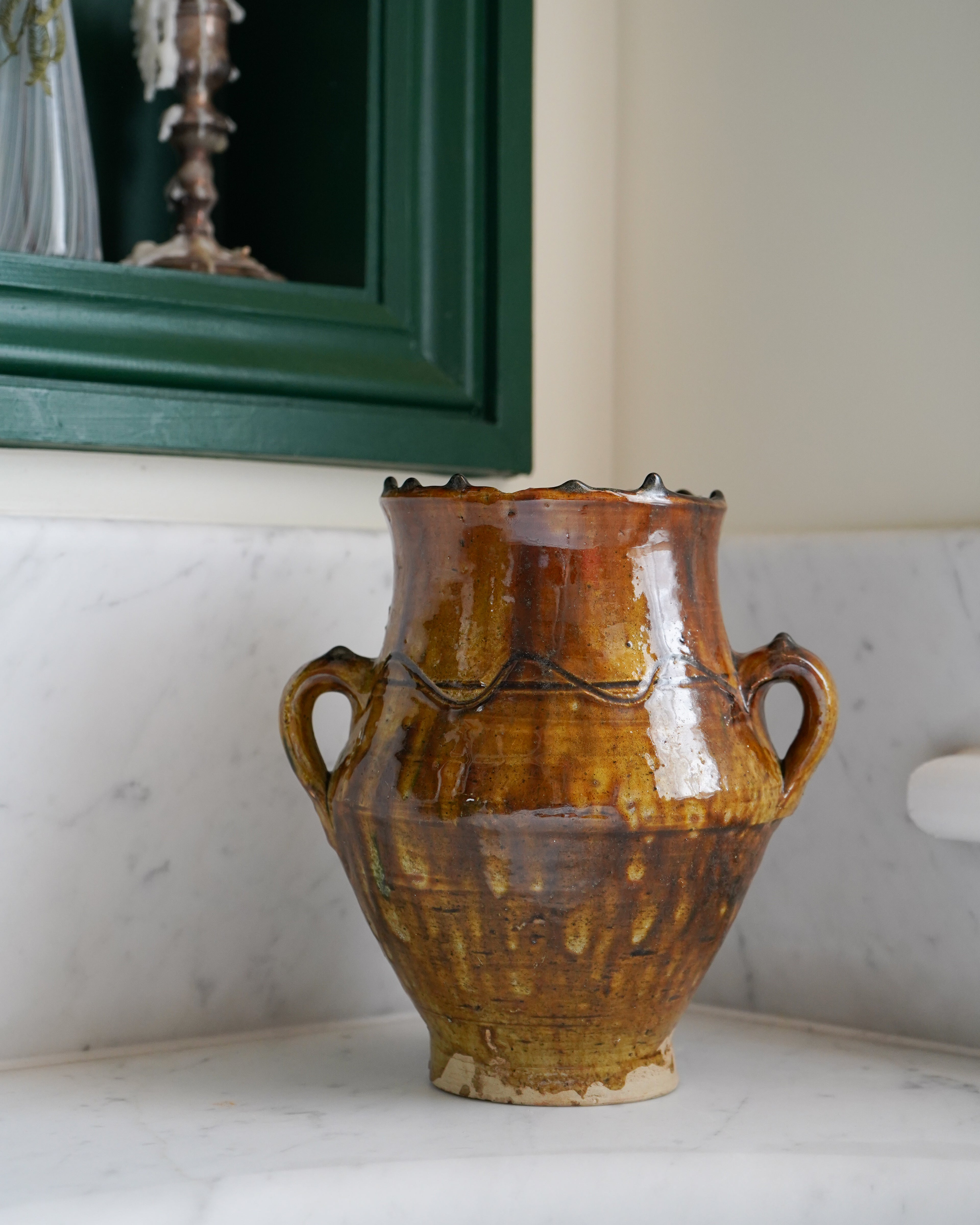 Vintage Tamegroute Two Earring Vase - Ochre
