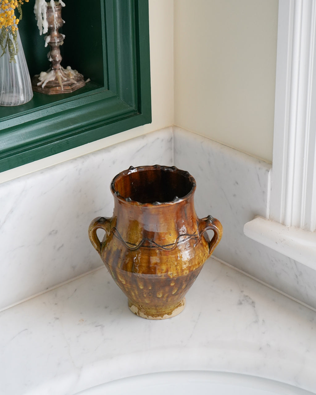 Vintage Tamegroute Two Earring Vase - Ochre