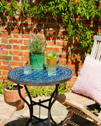 Zellige Tiled Table 60cm - Petrol Blue