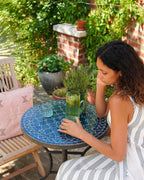 Zellige Tiled Table 60cm - Petrol Blue
