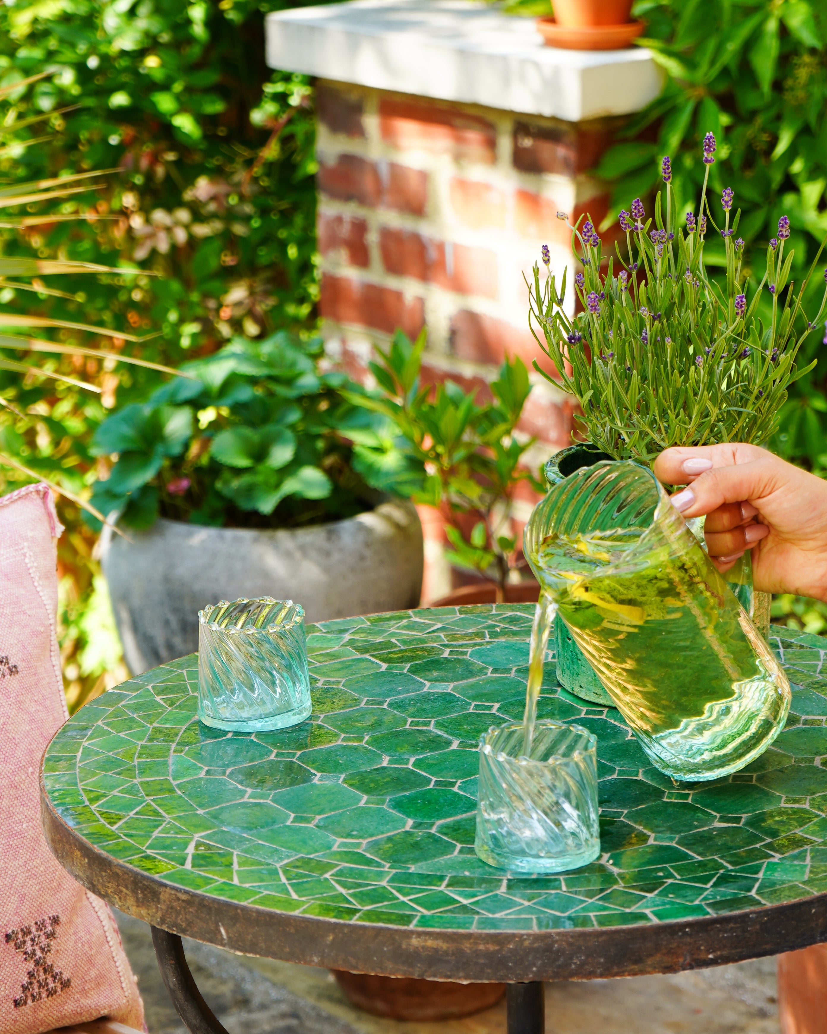 Zellige Tiled Table 60cm - Fez Green