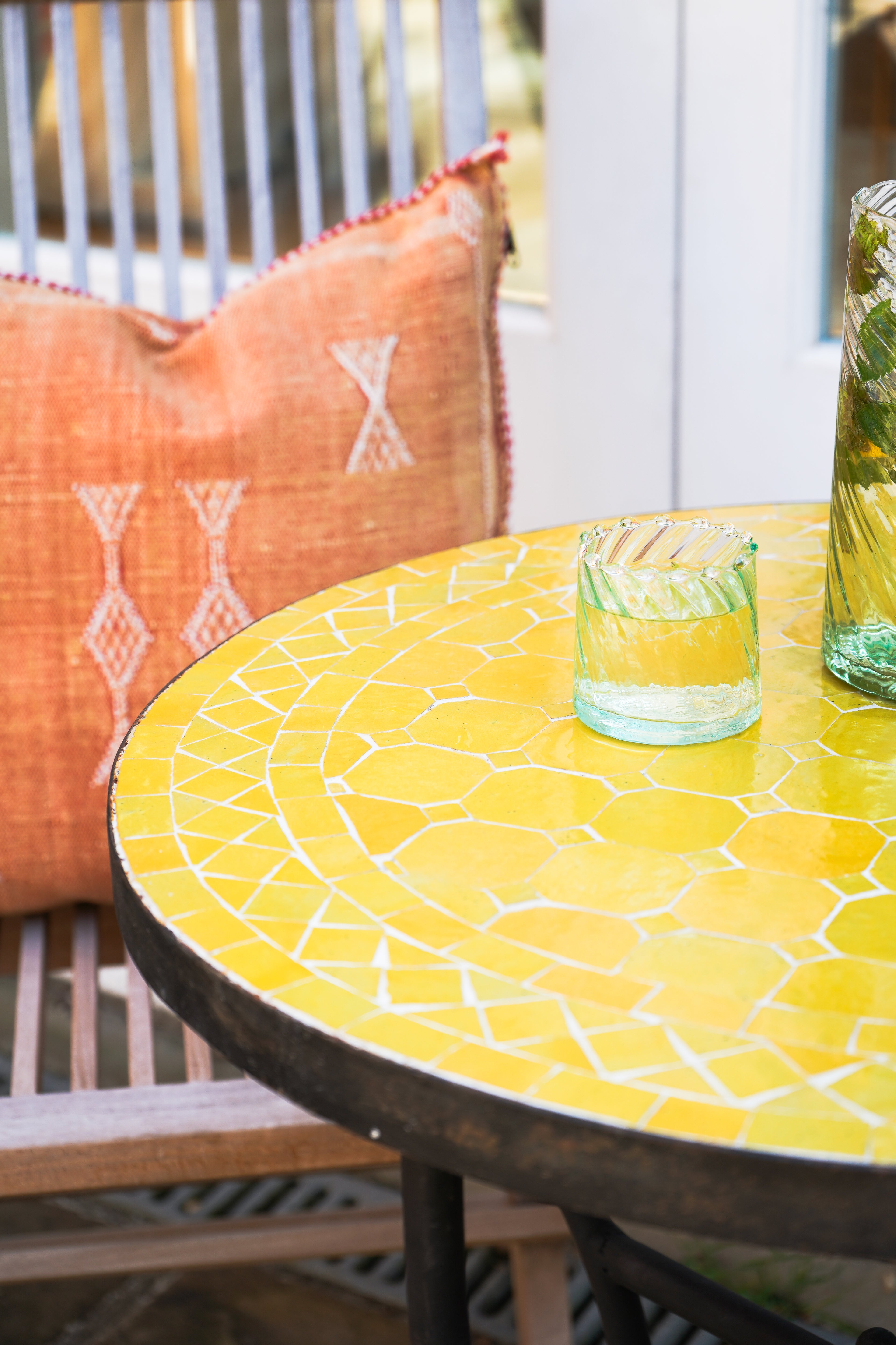 Zellige Tiled Table 60cm - Sunshine Yellow