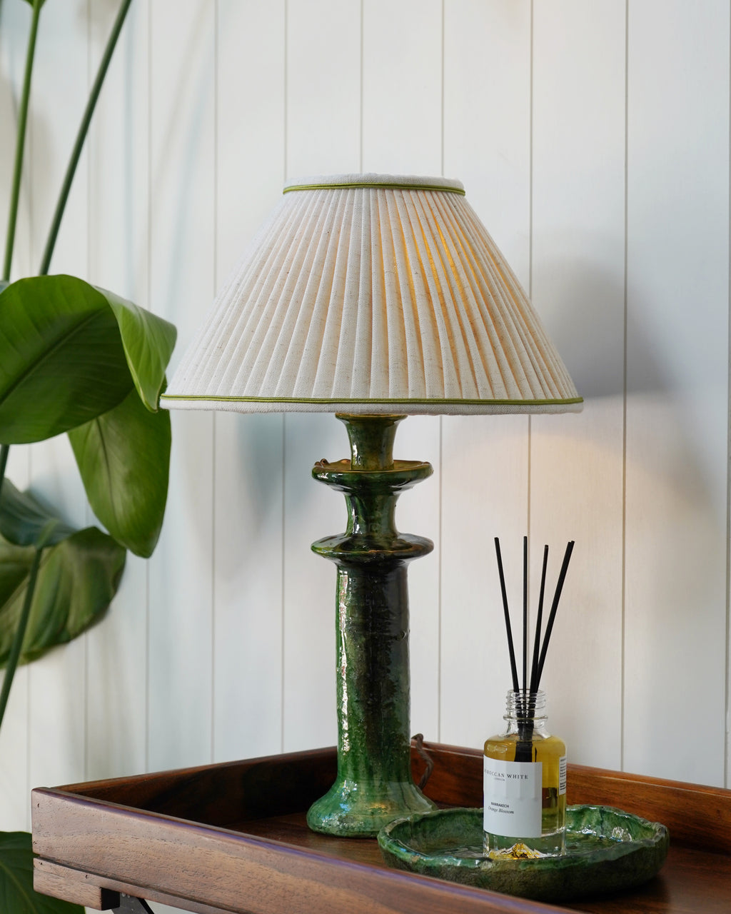 Authentic Tamegroute Lamp with Luxury Linen Lampshade