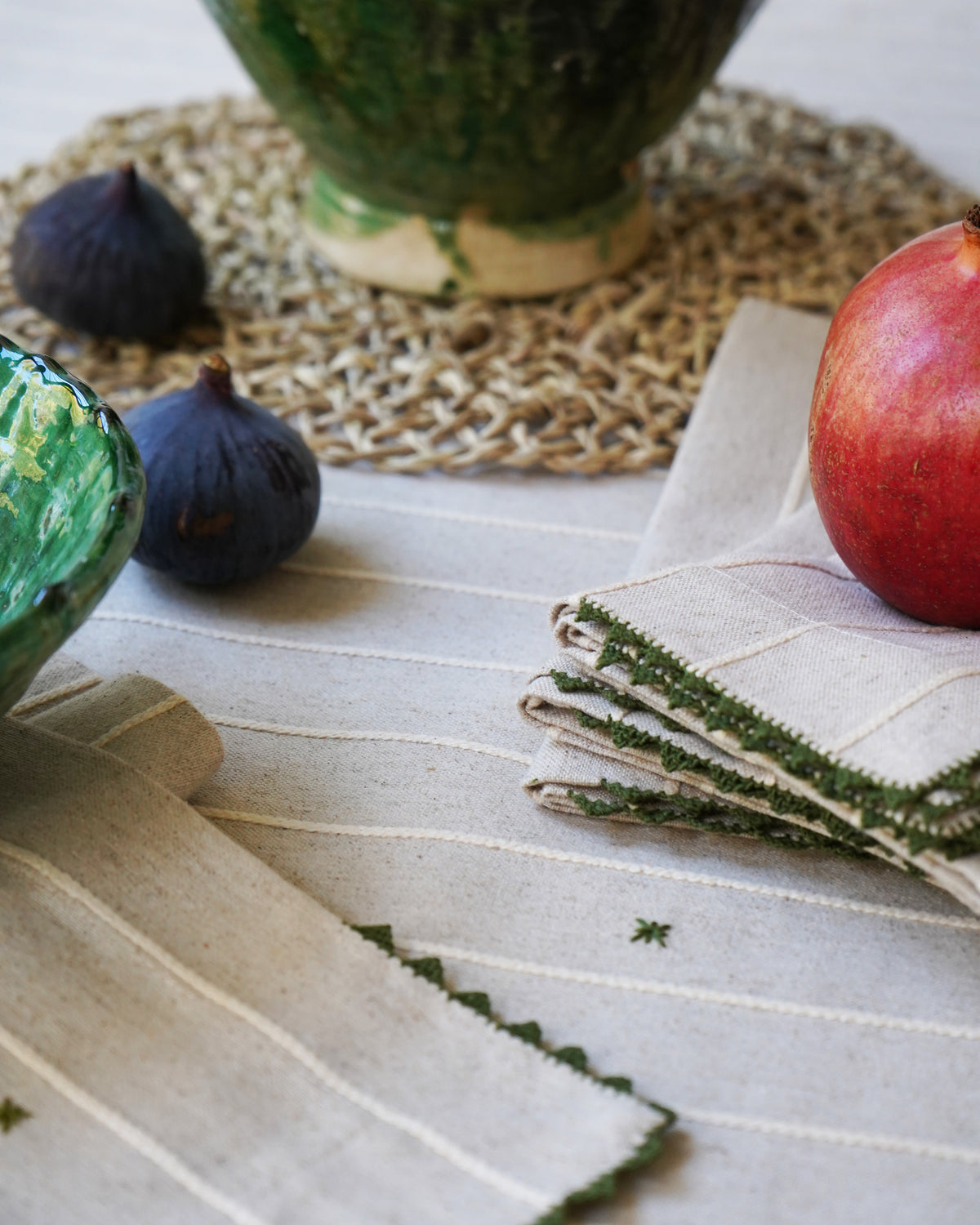 Pure Linen Hand-Loomed & Hand-Embroidered Table Linen