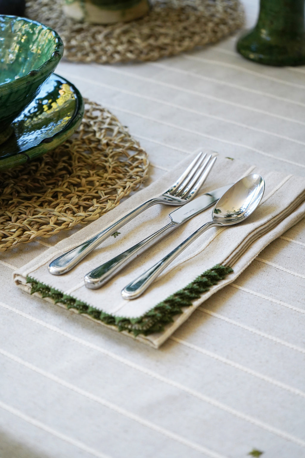 Pure Linen Hand-Loomed & Hand-Embroidered Table Linen