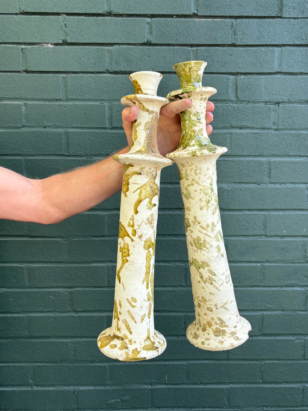 SECONDS SALE Ochre Splatter Tamegroute Candlestick Holders