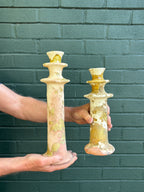 SECONDS SALE Ochre Splatter Tamegroute Candlestick Holders