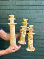 SECONDS SALE Ochre Splatter Tamegroute Candlestick Holders