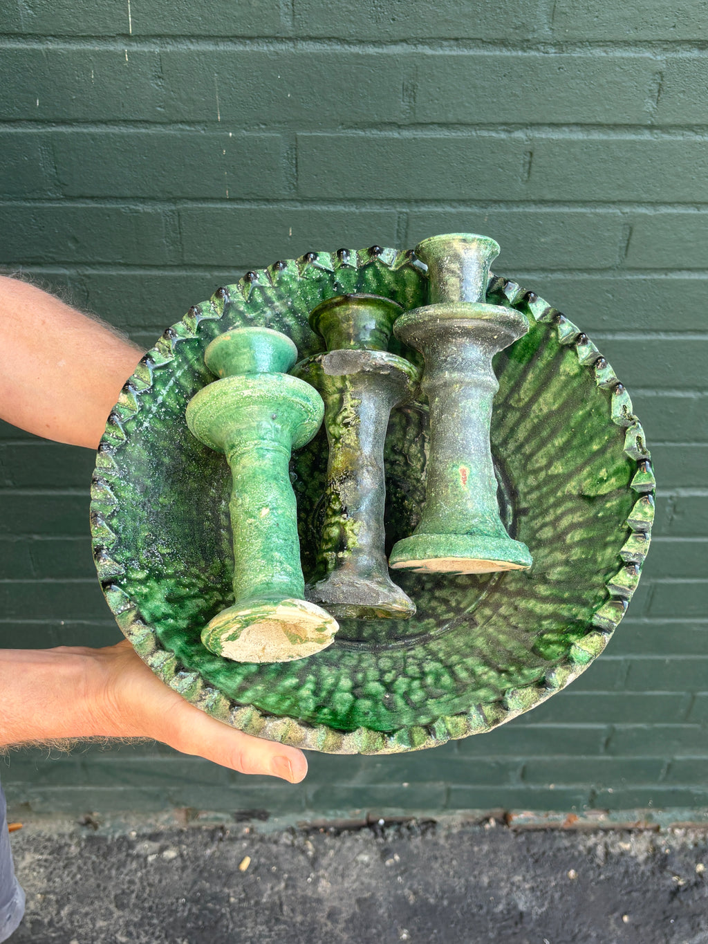 SECONDS SALE Green Tamegroute Candlestick Holders