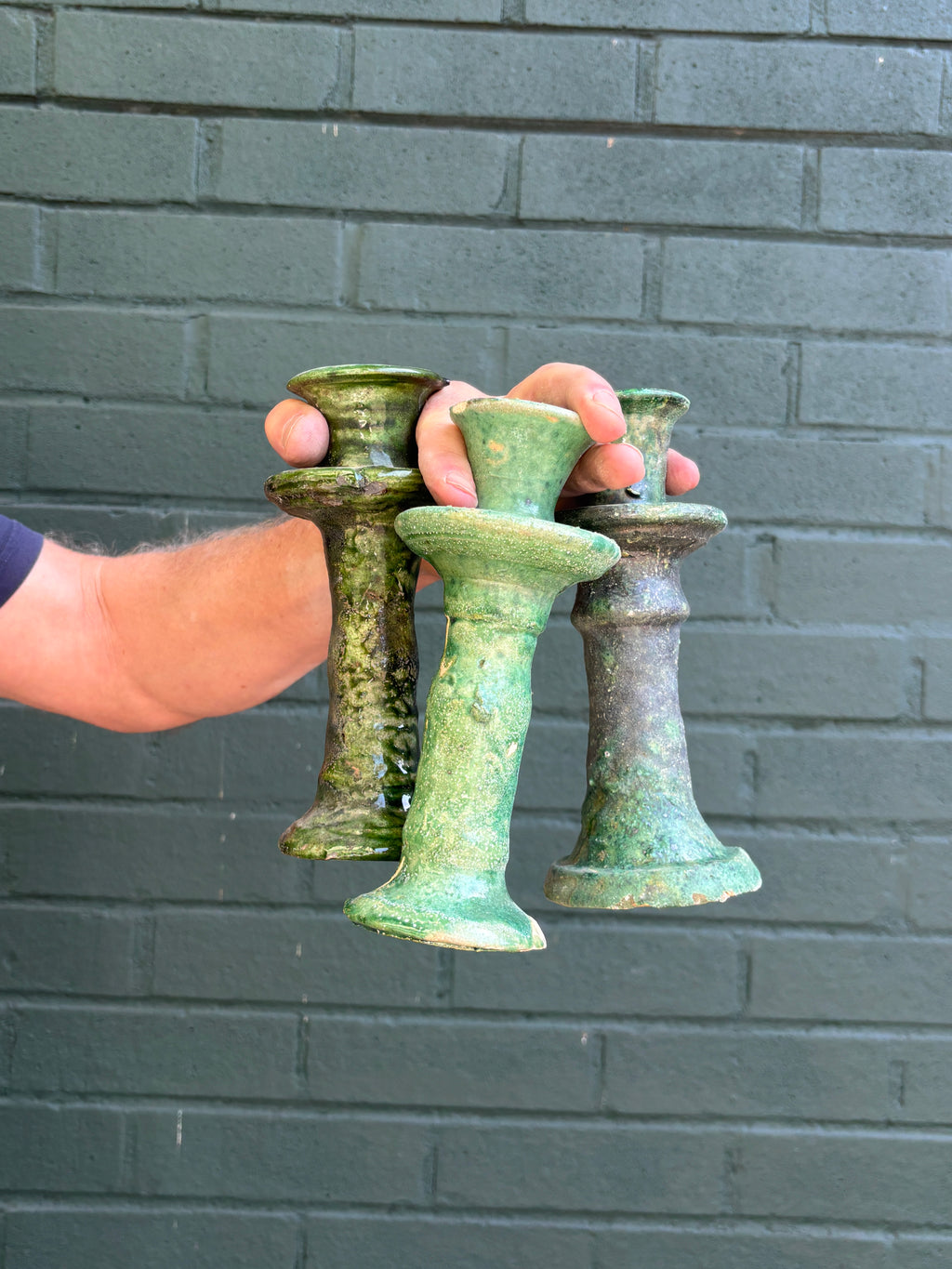 SECONDS SALE Green Tamegroute Candlestick Holders