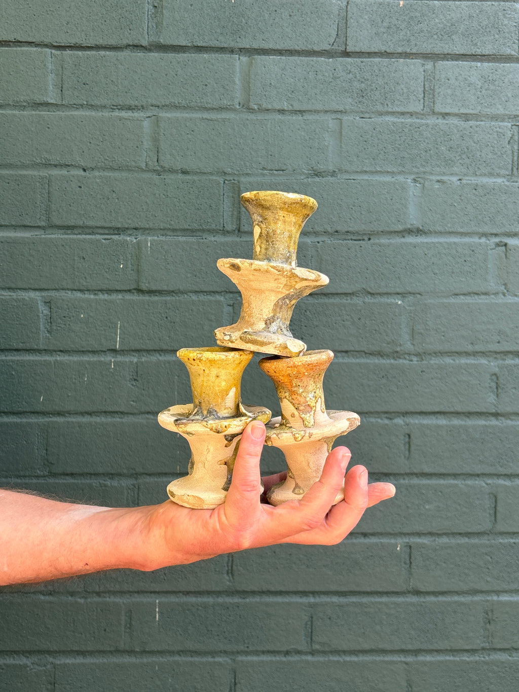 SECONDS SALE Ochre Splatter Tamegroute Candlestick Holders