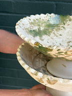 SECONDS SALE  Tamegroute Green Splatter Pedestal Fruit Bowl
