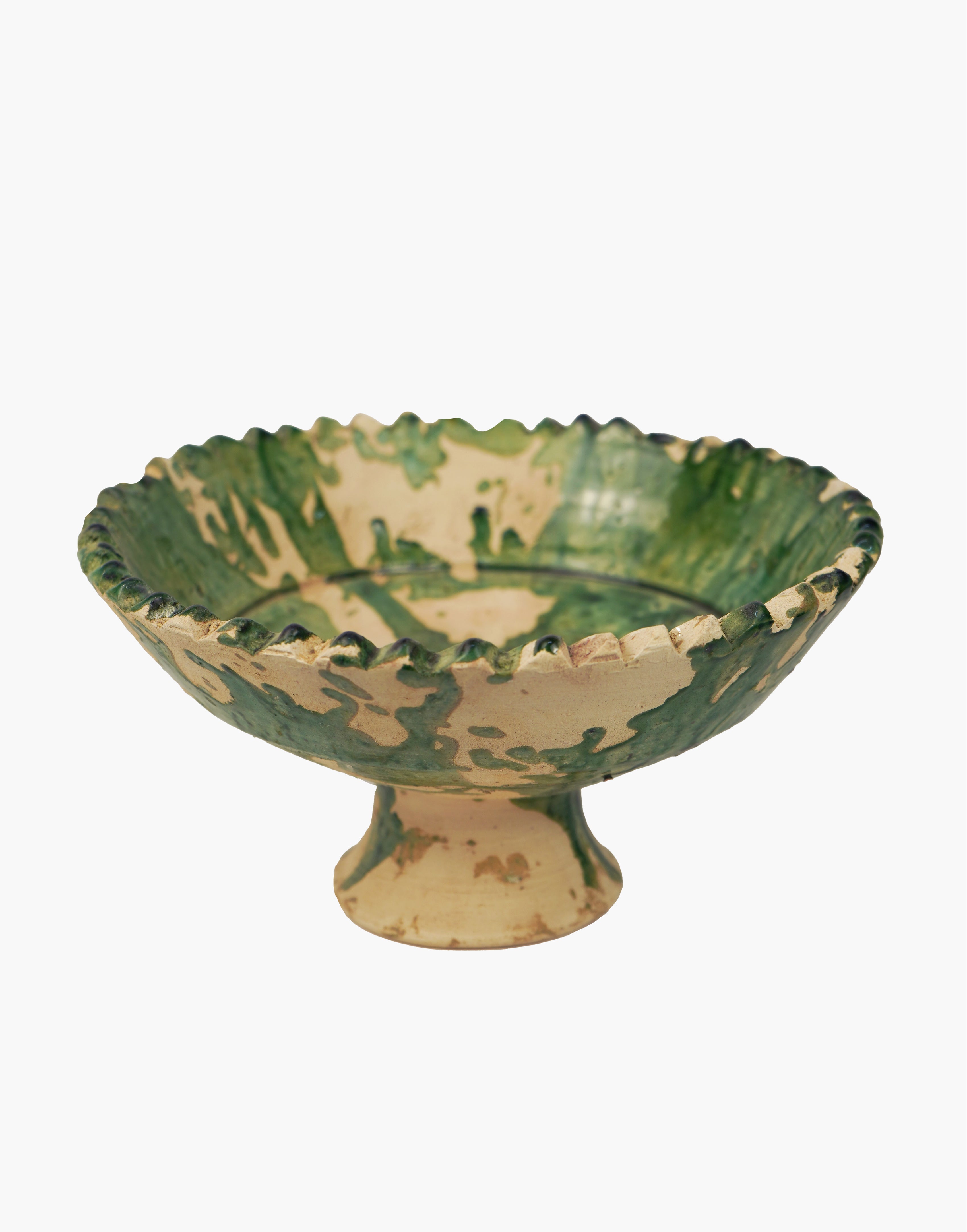 Tamegroute x Puglia Splatter Jagged Edge Pedestal Fruit Bowl