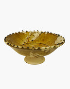 Tamegroute x Puglia Splatter Design Jagged Edge Pedestal Fruit Bowl- Ochre