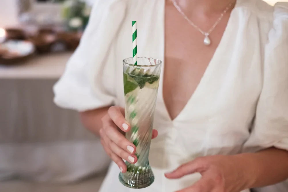 Recycled Moroccan Clear Twist Design Champagne Flute