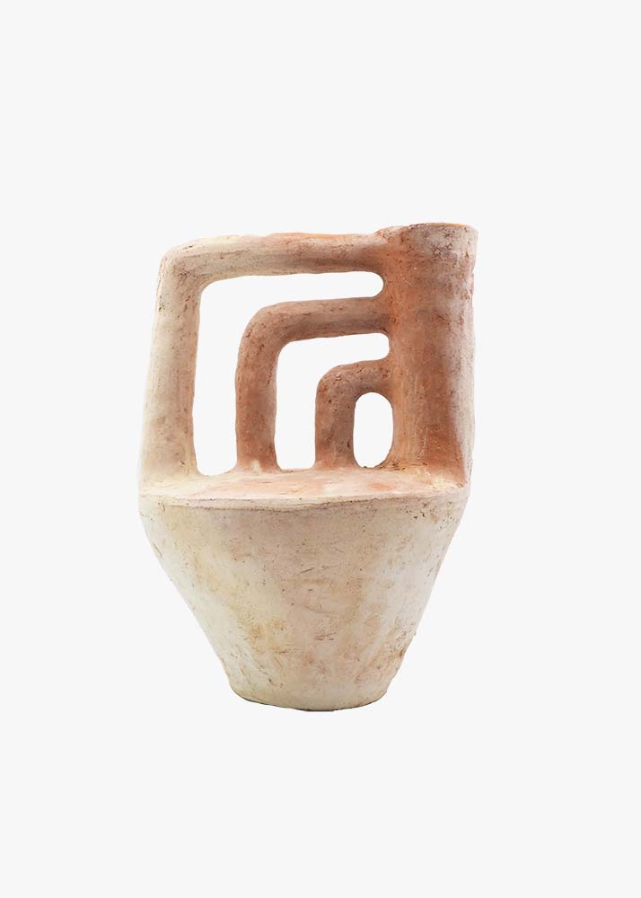 Unglazed Tamegroute Abstract Lyre Harp Sculpture