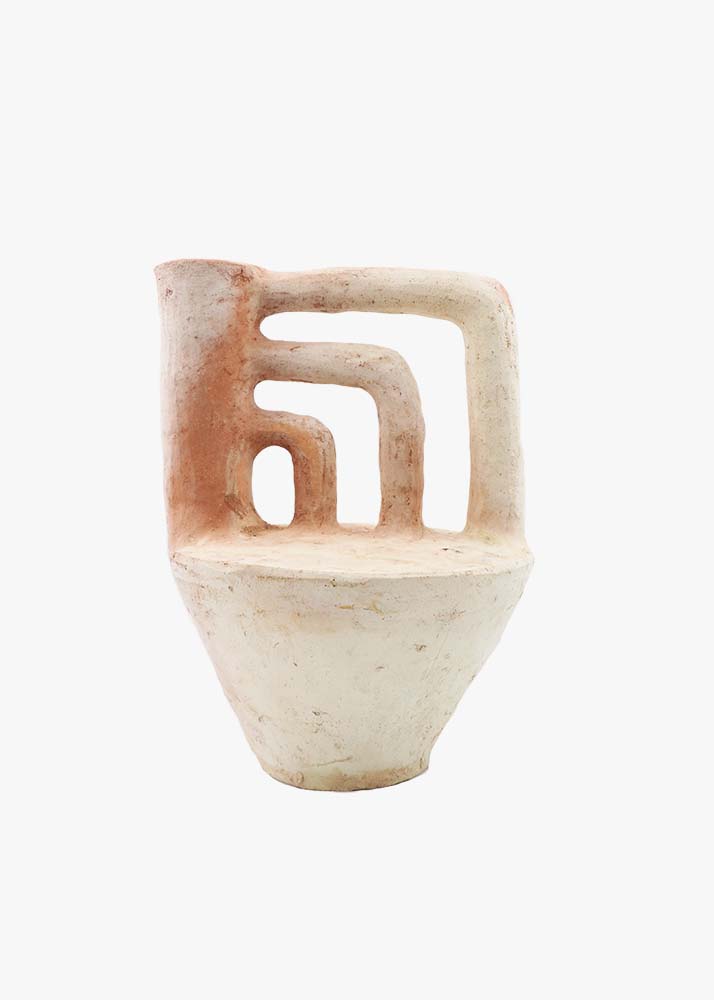 Unglazed Tamegroute Abstract Lyre Harp Sculpture