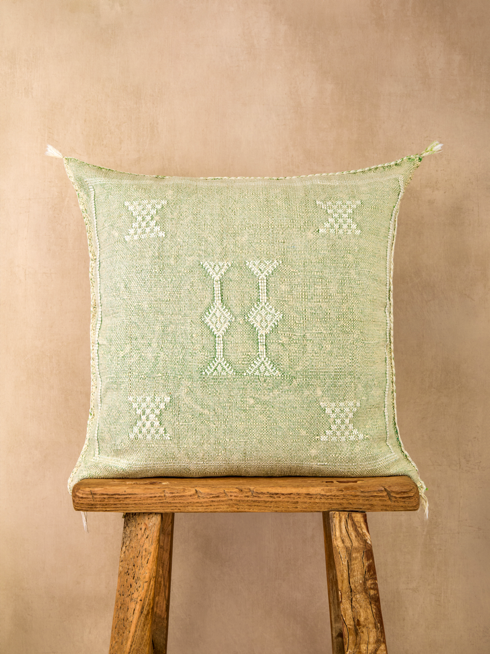 Luxury Cactus Silk Cushion - Pistachio Green