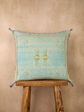 Luxury Cactus Silk Cushion - Turquoise