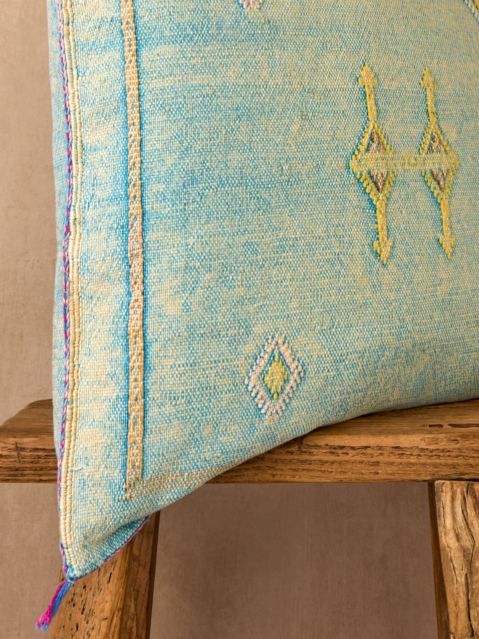 Luxury Cactus Silk Cushion - Turquoise