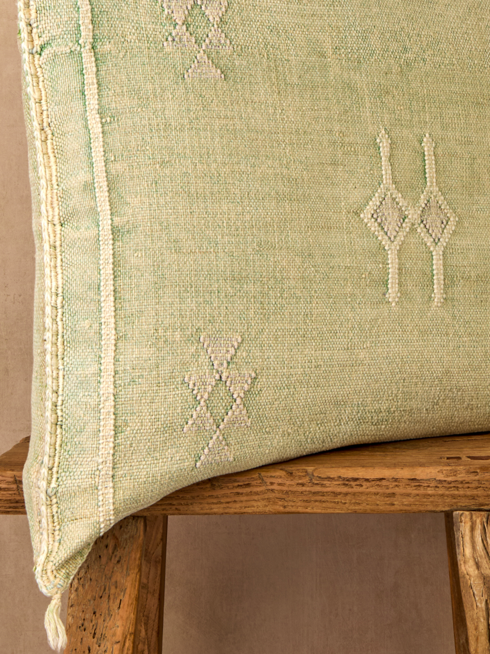 Luxury Cactus Silk Cushion - Pistachio Green