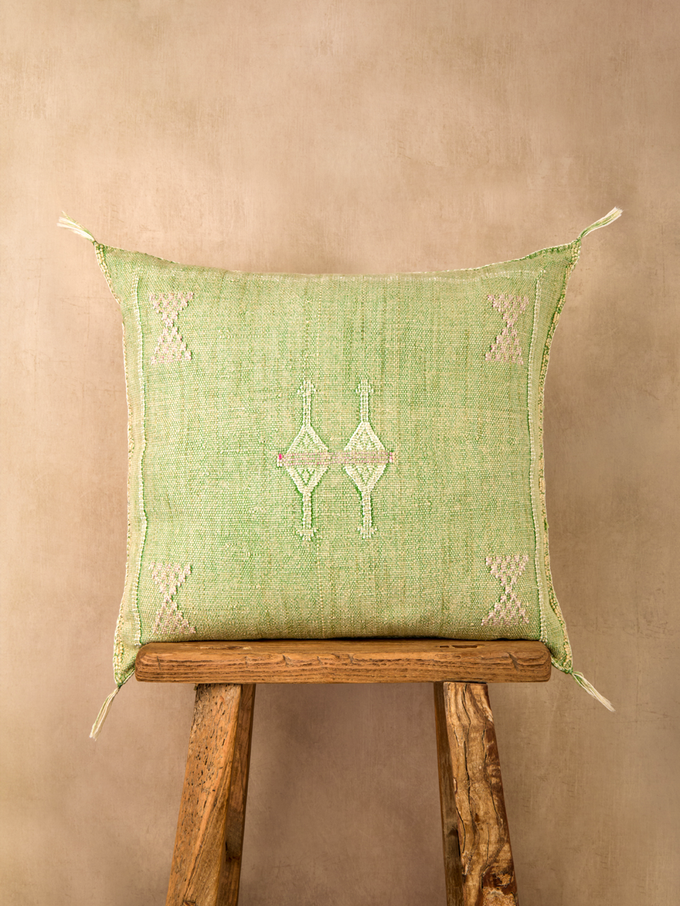 Luxury Cactus Silk Cushion - Pistachio Green
