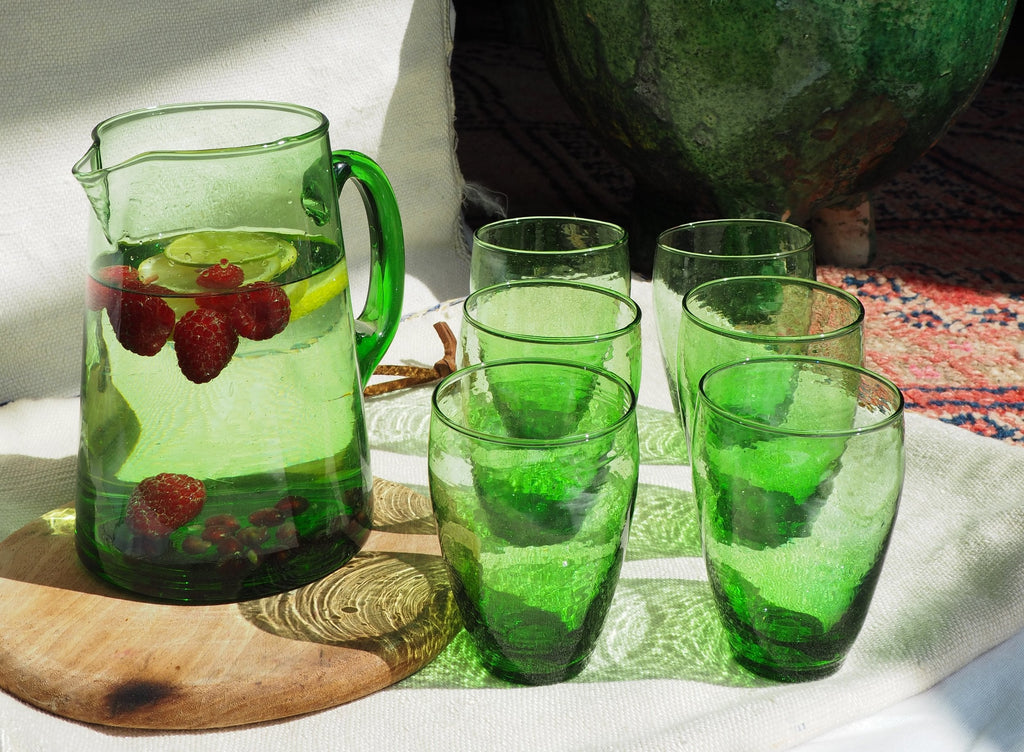 Recycled Moroccan Large Rounded Glass Green/Amber
