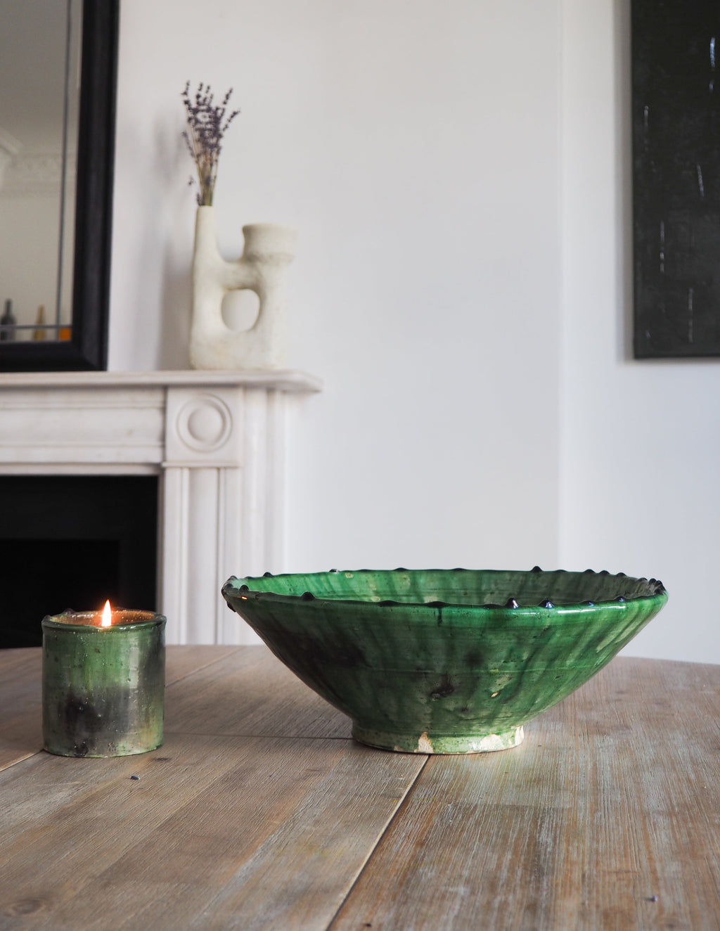 Vintage Tamegroute Green Large Fruit Bowl