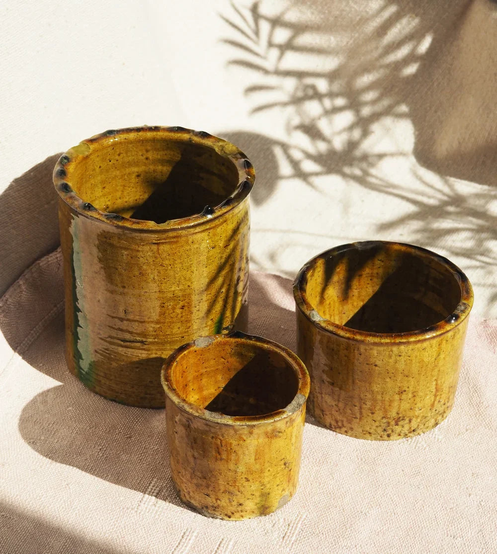 Vintage Tamegroute Planter/Pot - Ochre