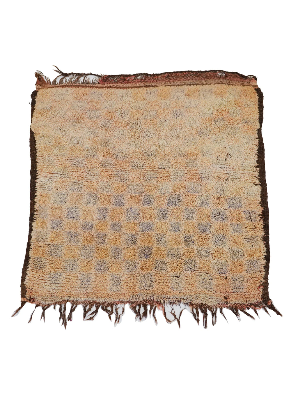 Vintage Peach Mosaic ‘Tableaux’ Rug Beni Mrirt 120 x 116 cm