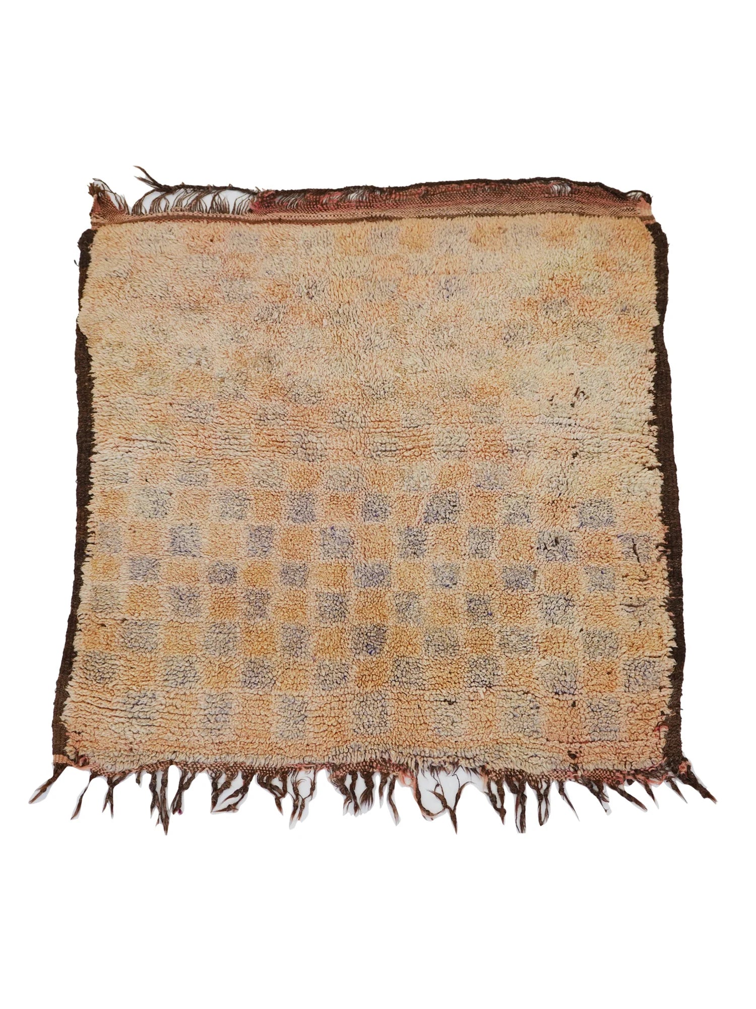 Vintage Peach Mosaic ‘Tableaux’ Rug Beni Mrirt 120 x 116 cm