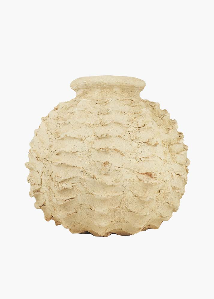 Unglazed Tamegroute Abstract Sea Urchin Sculptural Vase