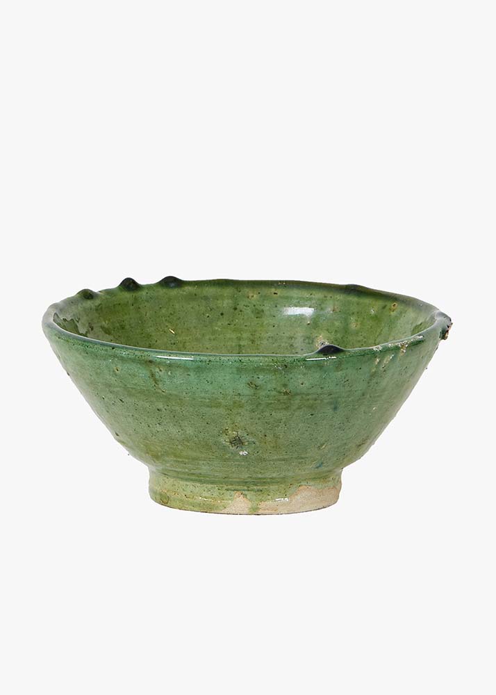 Vintage Tamegroute Green Glazed Bowls