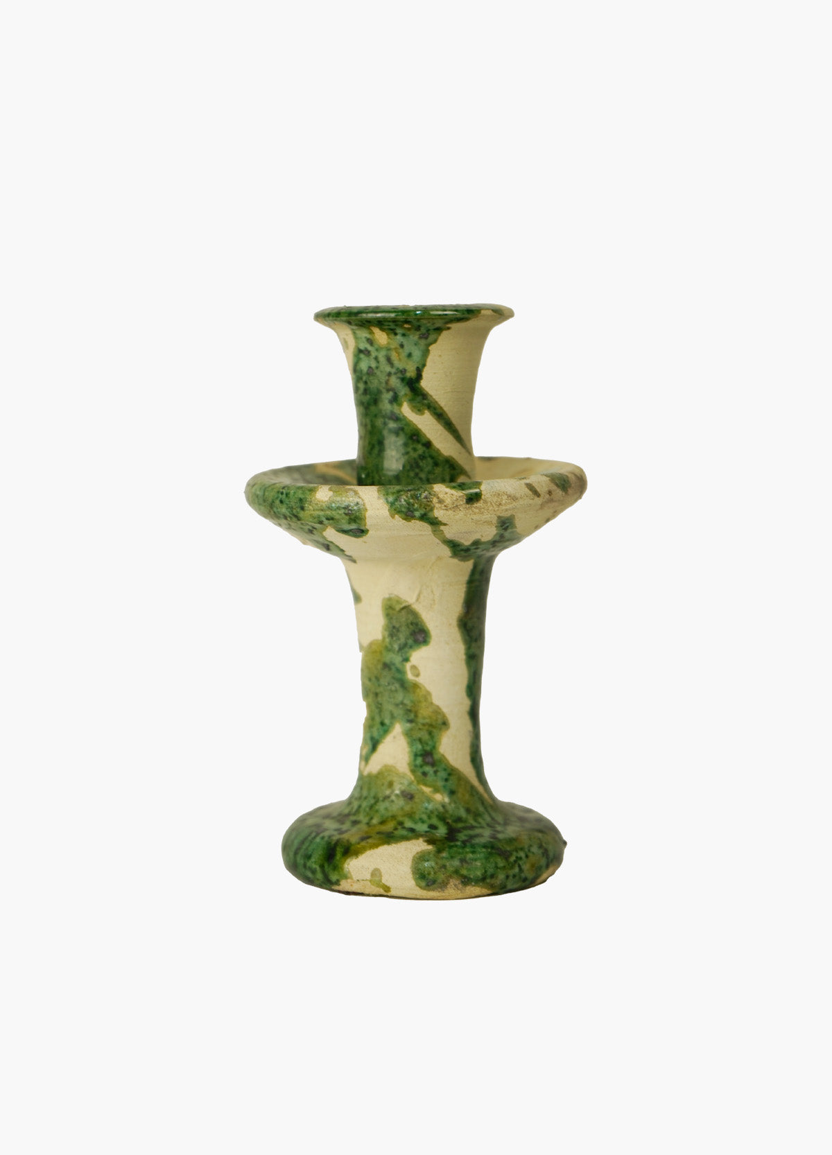 Vintage Splatter Design Green Tamegroute x Puglia Candlestick Holder