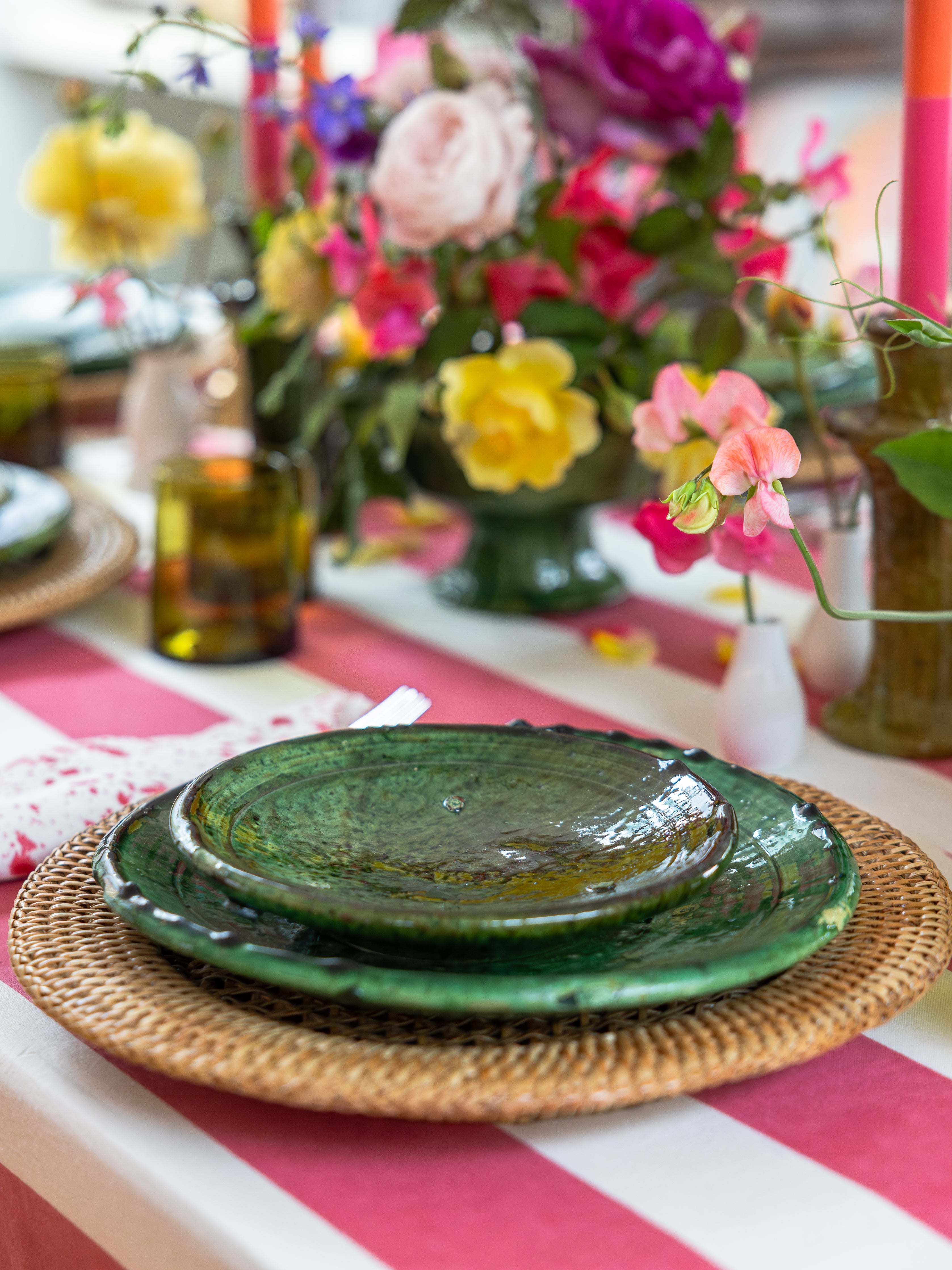 Vintage Tamegroute Green Side Plate / Dinner Plate