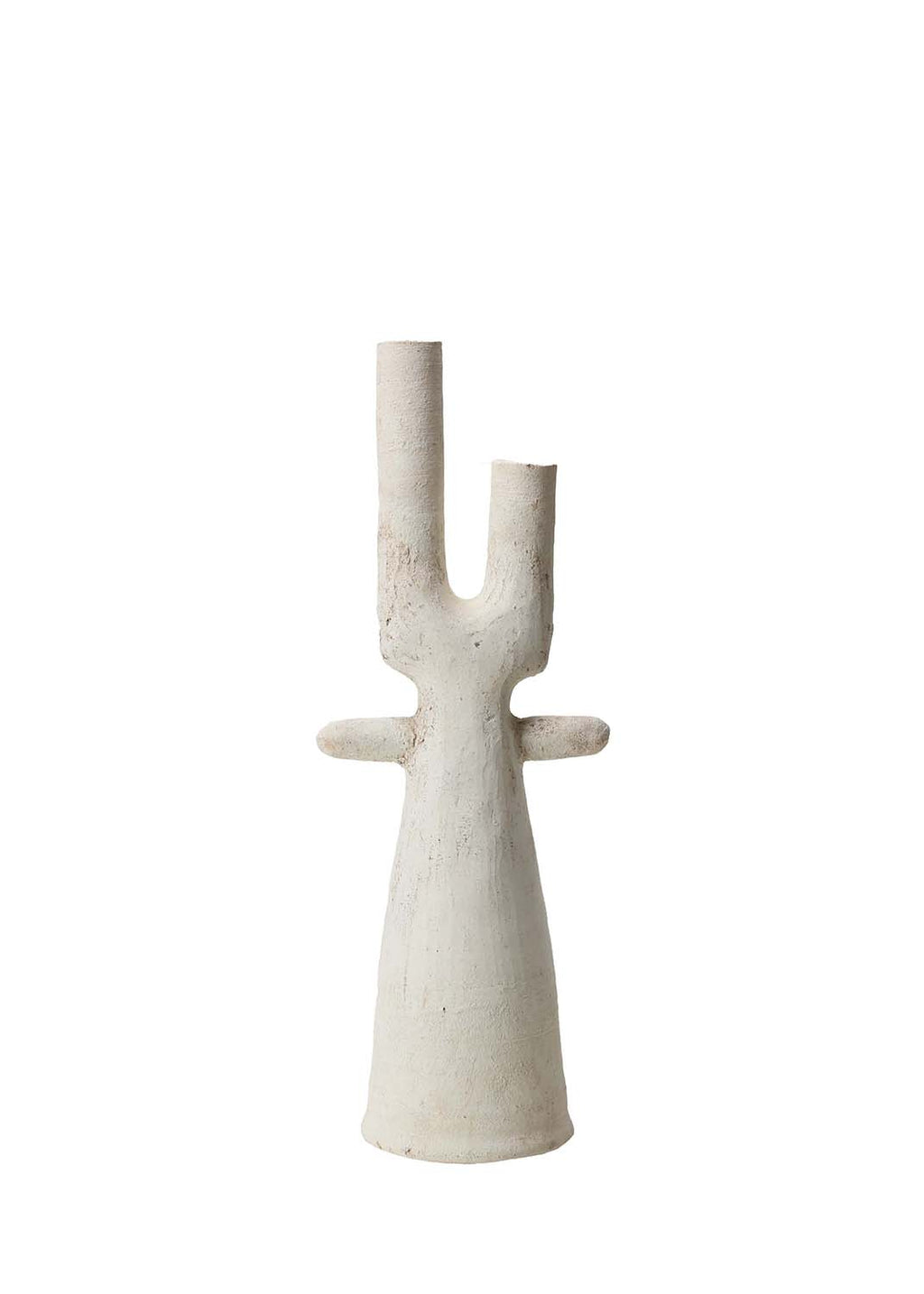 Unglazed Tamegroute Cactus Arc Twin Candlestick Holder