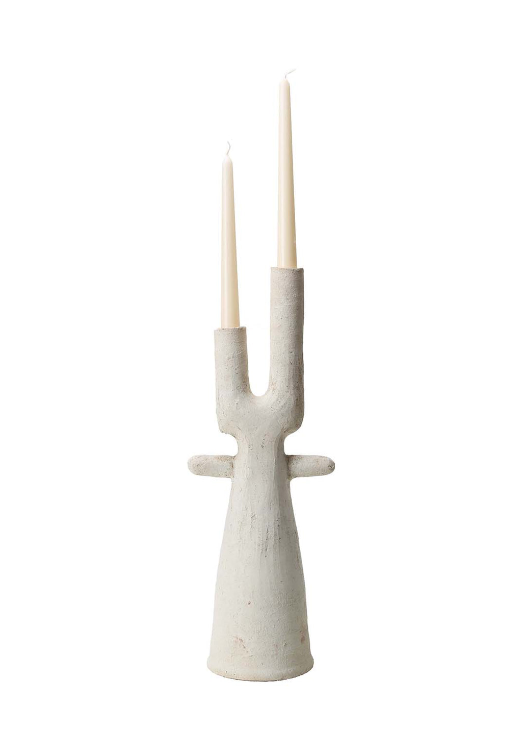 Unglazed Tamegroute Cactus Arc Twin Candlestick Holder