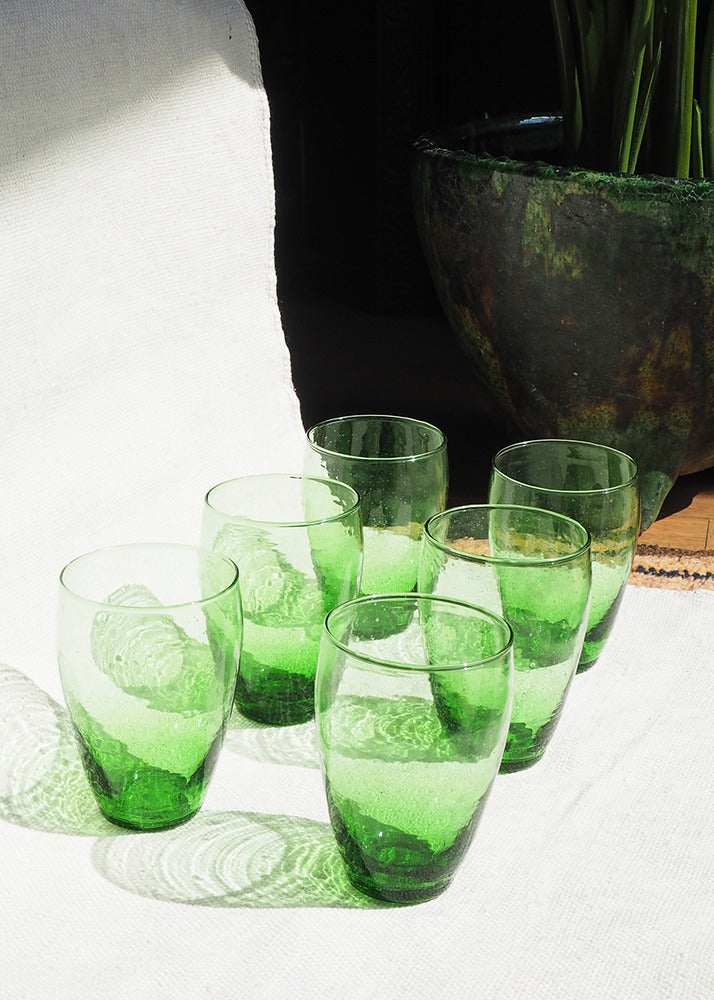 Recycled Moroccan Large Rounded Glass Green/Amber