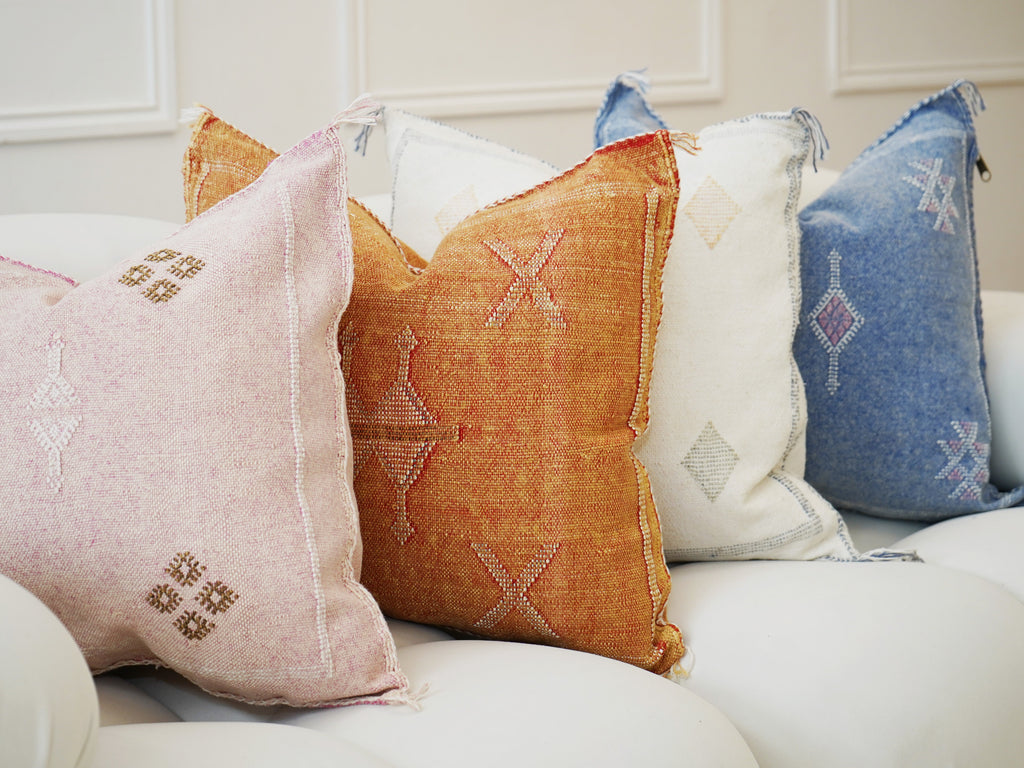 Luxury Cactus Silk Cushion - Pink