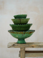 SECONDS SALE Tamegroute Green Pedestal Fruit Bowl