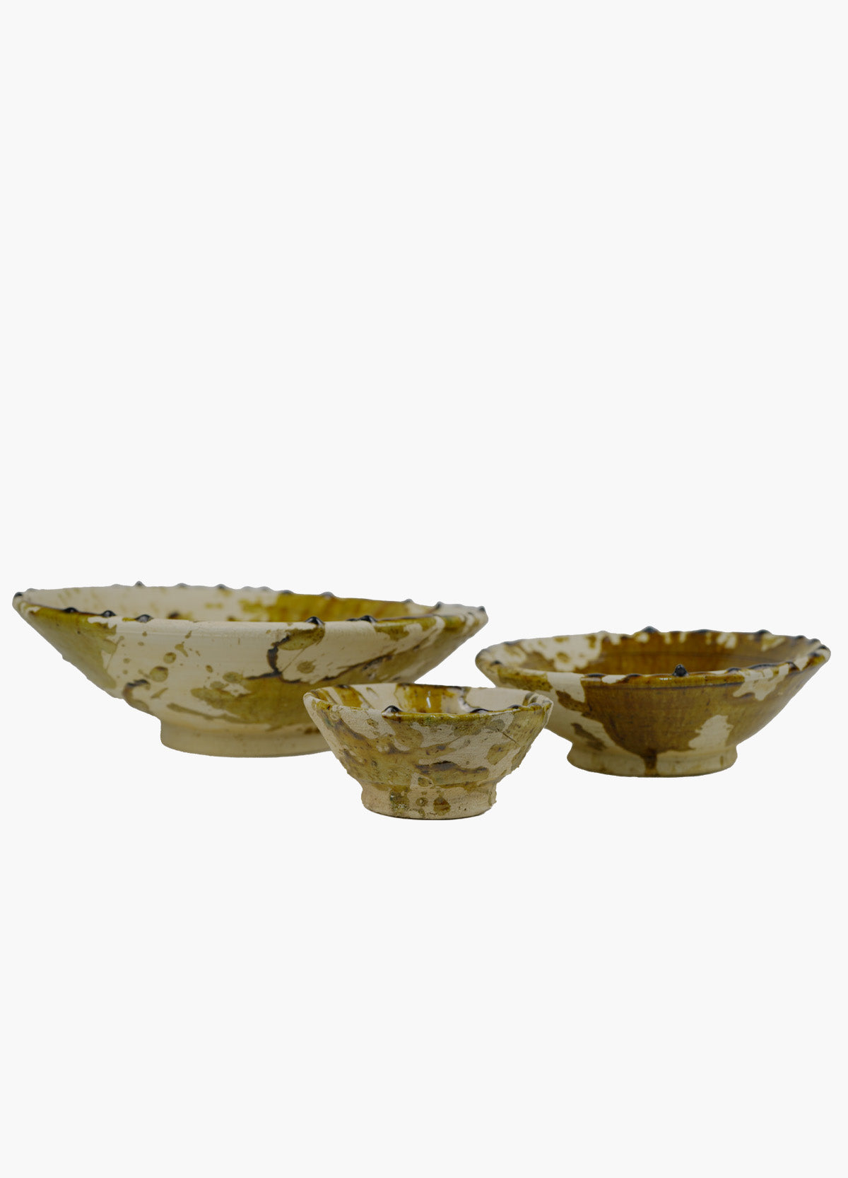 Vintage Tamegroute x Puglia Splatter Design Ochre Glazed Bowls