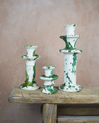Vintage Splatter Design Green Tamegroute x Puglia Candlestick Holder